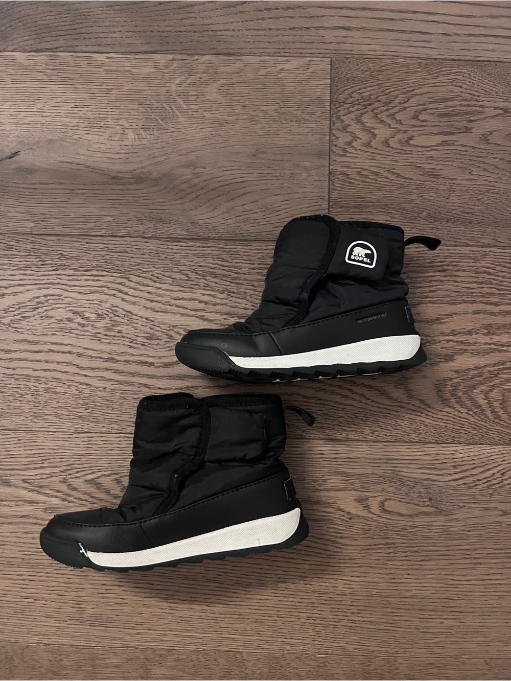 Sorel Kids Black and White Snow Boots